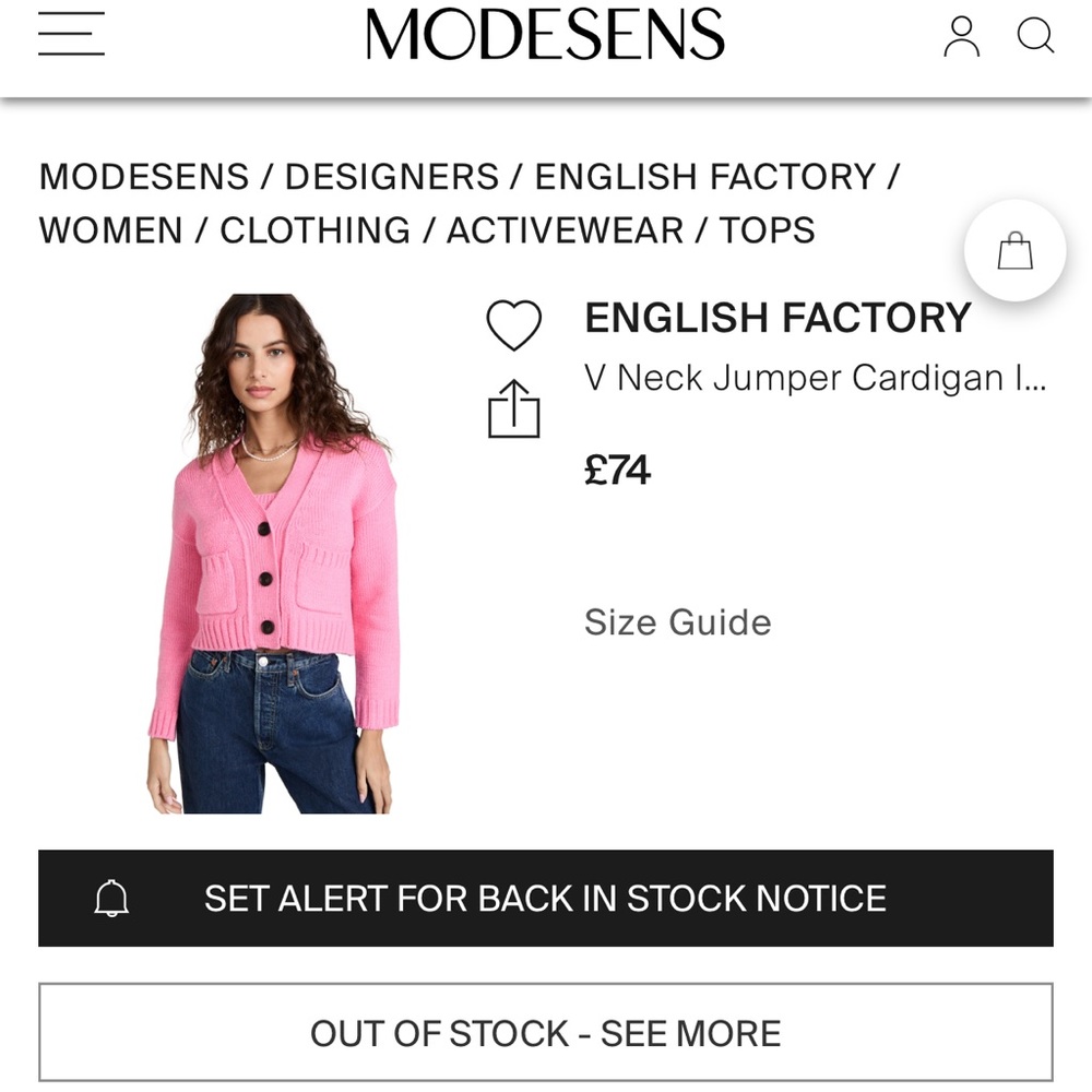 ENGLISH FACTORY NWT SZ M PINK CARDIGAN